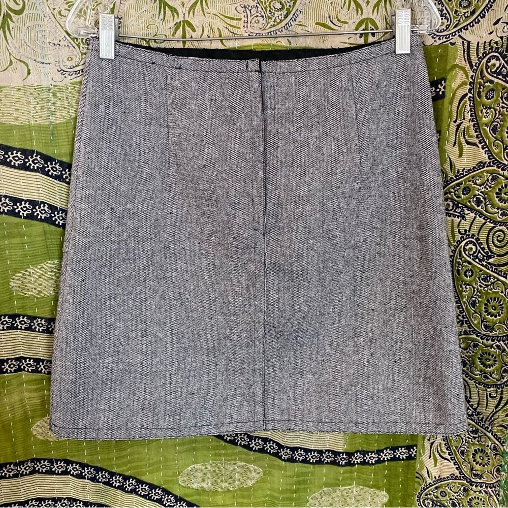 Sandro Gray Wool Blend A-Line Leather Pocket Mini Skirt Size 8 - Picture 9 of 16